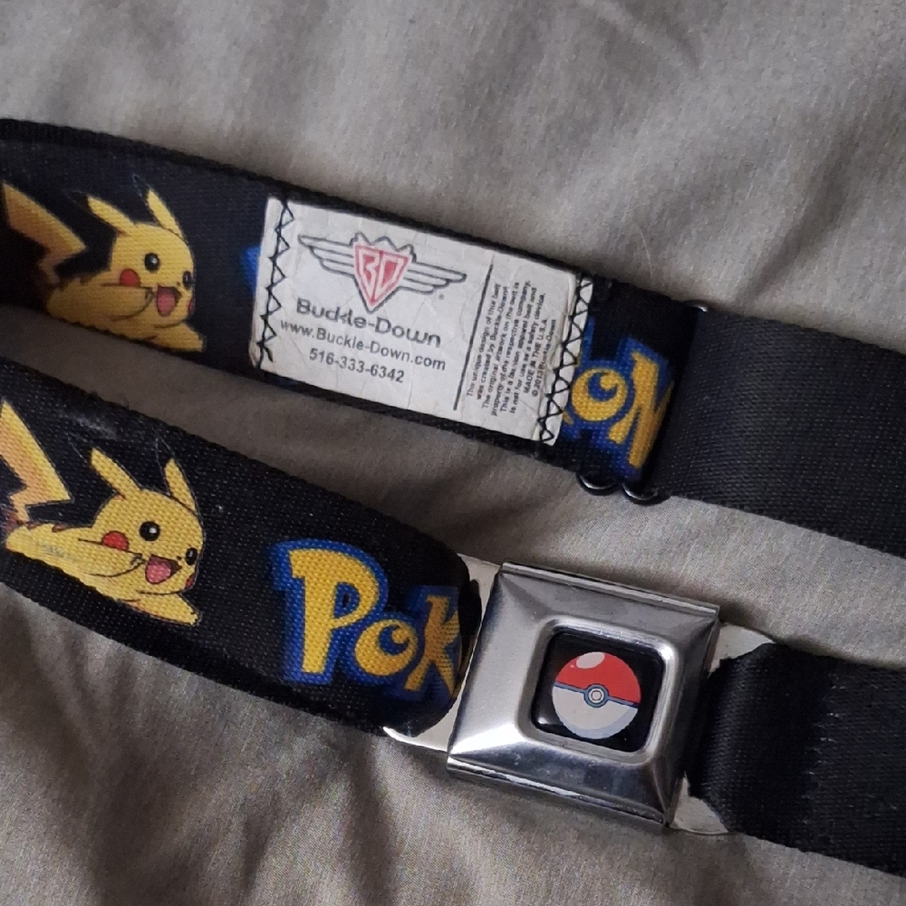 Buckle-Down Black and Yellow Pikachu Seatbelt Belt